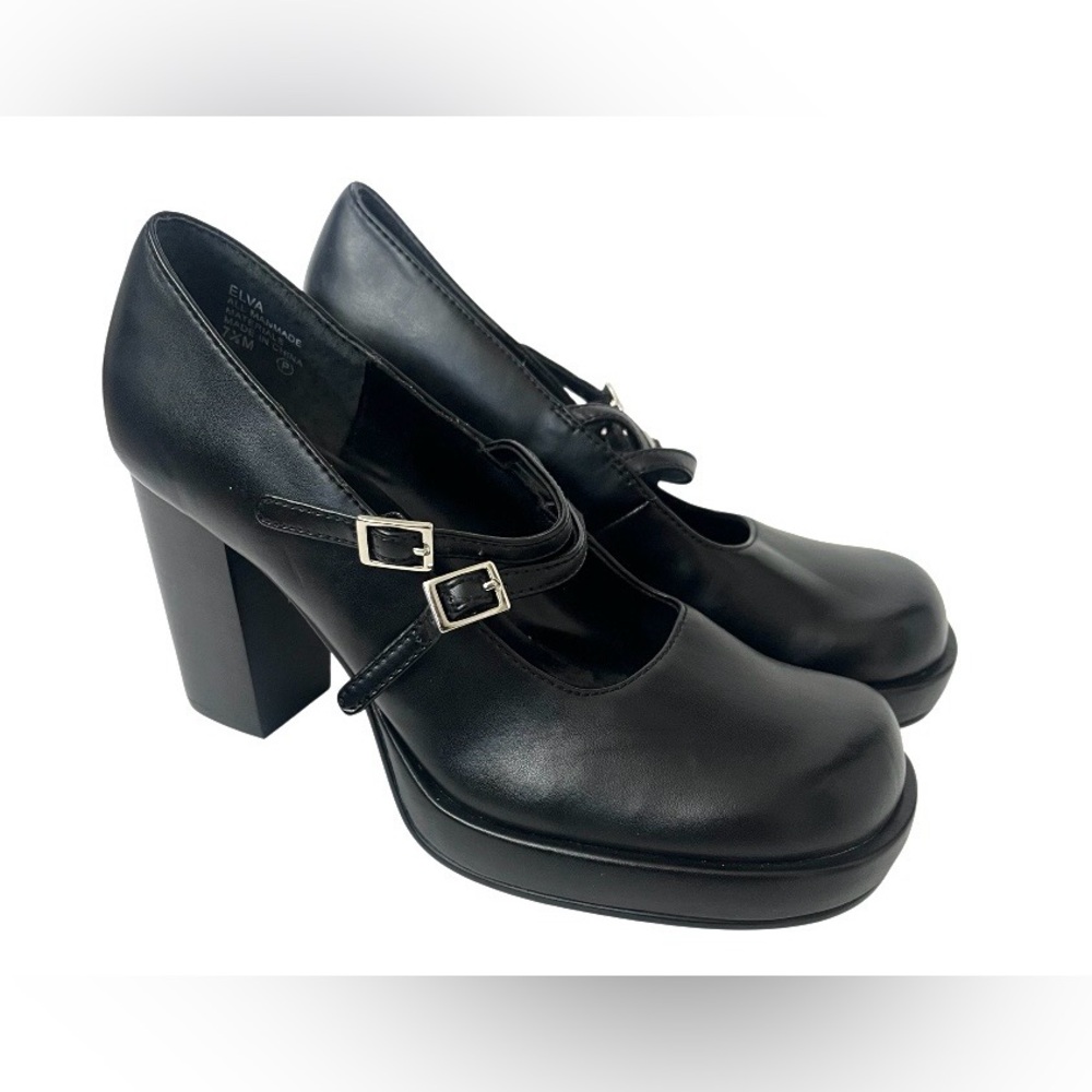 Y2K Mudd Women's Black Mary Jane Platform Heels - Size 7.5 - Picture 3 of 10